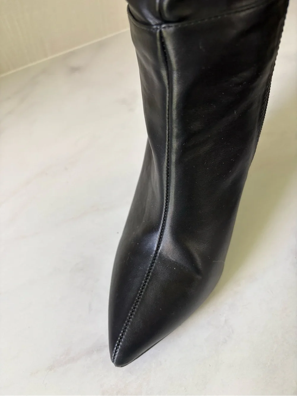 Women’s Black Leather like, Over-the-Knee Pointed-Toe Stiletto Boots SZ-8